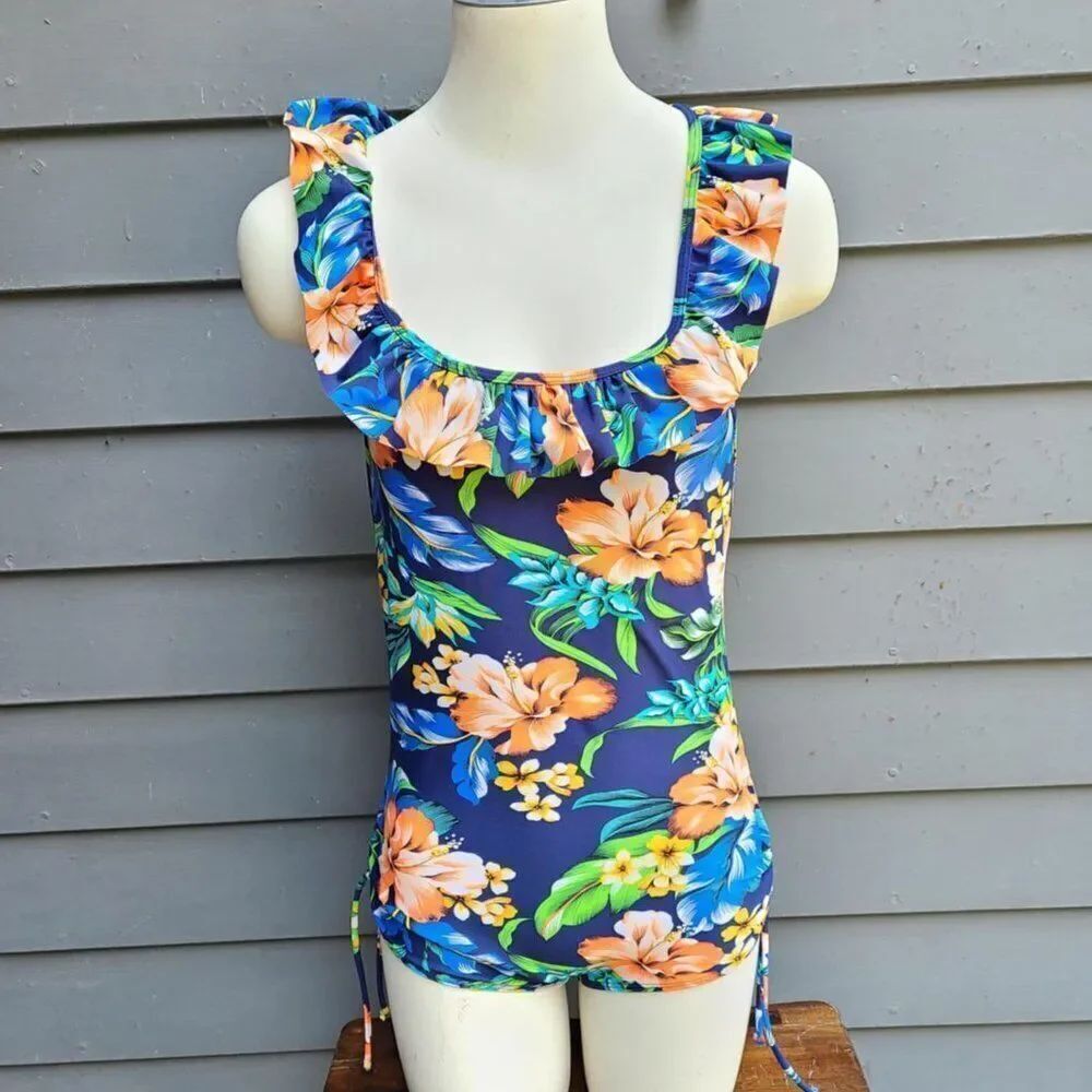 Kalawalk Girls Floral Pattern Swim One Piece size 14